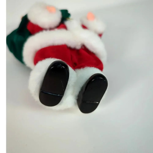 Santa Clause Ornament Teddy Bear Velvet Clothes Plastic Face and Hands Vintage - Picture 3 of 8